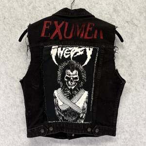 1990s DKNY Jeans Upcycled Crust Punk Battle Jacket Inepsy Exhumer Size Small